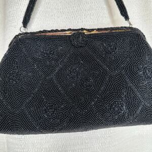 Bags by Josef Vintage Black Hand Beaded in France Hand Bag